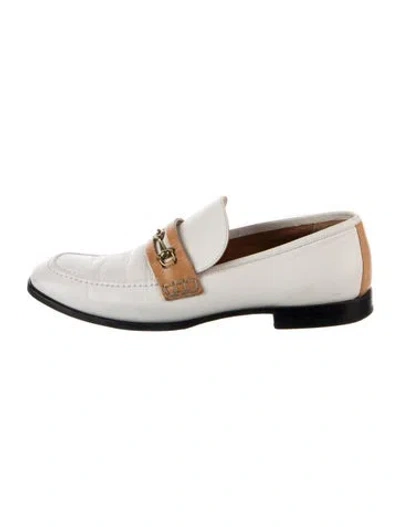 Pre-owned Celine Leather Chain-link Accents Loafers In Neutrals