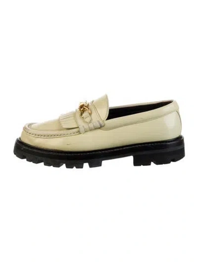 Pre-owned Celine Leather Chain-link Accents Loafers In Yellow