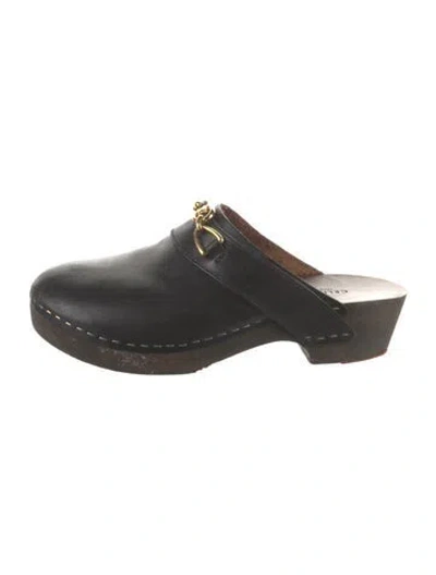 Pre-owned Celine Leather Chain-link Accents Mules In Black