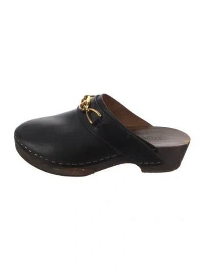 Pre-owned Celine Leather Chain-link Accents Mules In Black