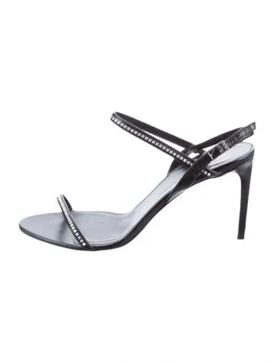 Pre-owned Celine Leather Chain-link Accents Sandals In Black