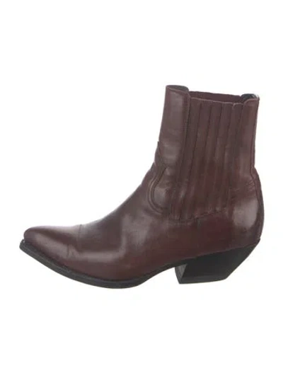 Pre-owned Celine Leather Chelsea Boots In Burgundy