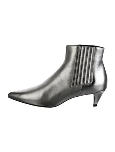 Pre-owned Celine Leather Chelsea Boots In Metallic/silver