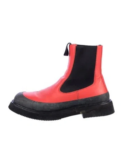 Pre-owned Celine Leather Chelsea Boots In Red
