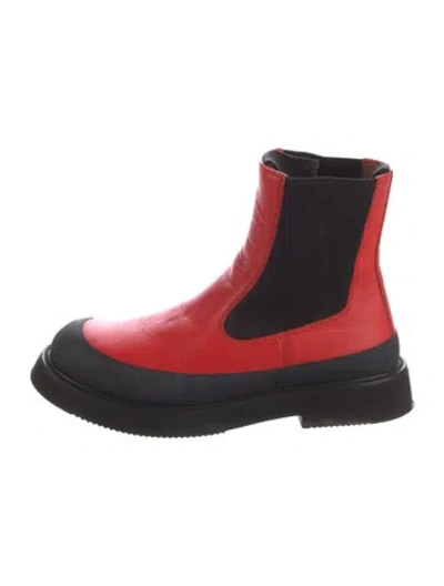 Pre-owned Celine Leather Chelsea Boots In Red