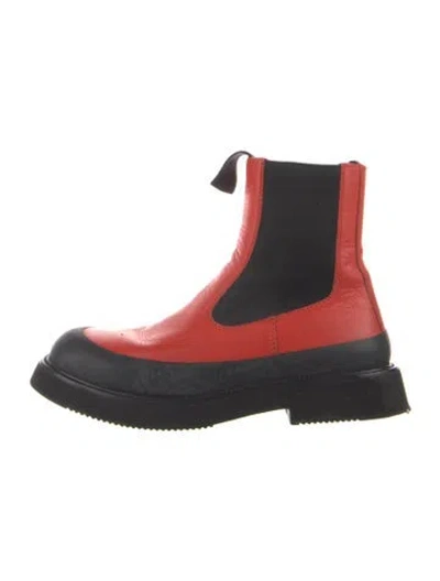 Pre-owned Celine Leather Chelsea Boots In Red