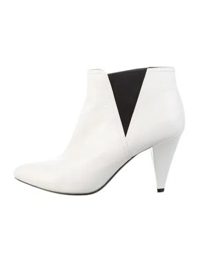 Pre-owned Celine Leather Chelsea Boots In White