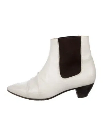 Pre-owned Celine Leather Chelsea Boots In White