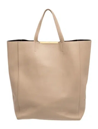Pre-owned Celine Leather Clasp Cabas Vintage In Neutral