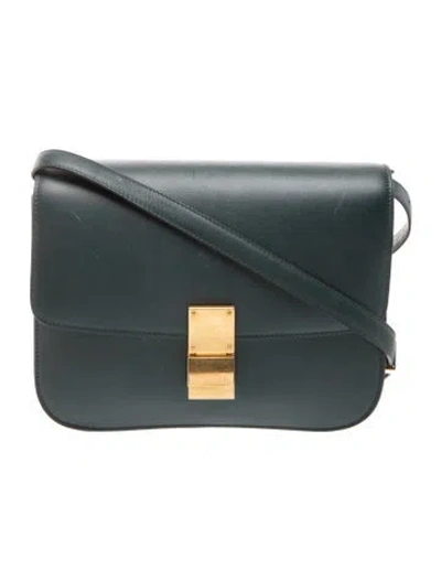 Pre-owned Celine Leather Classic Medium In Green