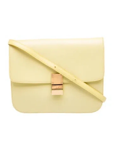 Pre-owned Celine Leather Classic Medium Vintage In Yellow
