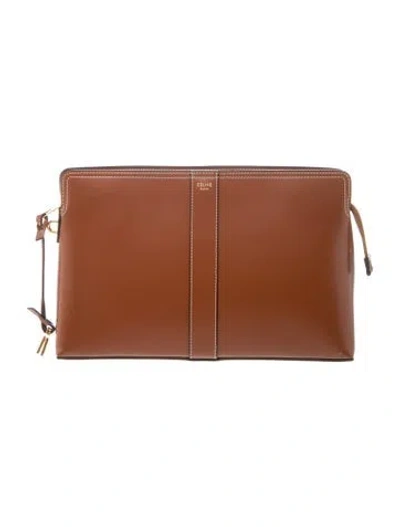 Pre-owned Celine Leather Clutch 2024 In Brown