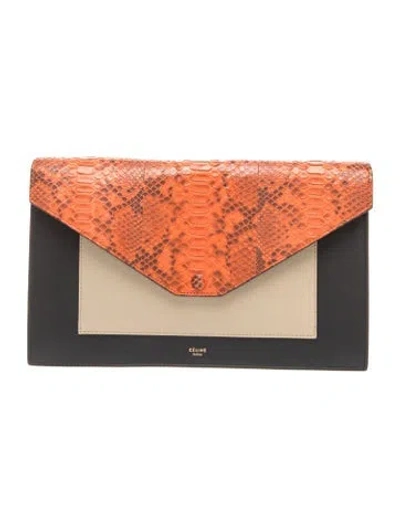 Pre-owned Celine Leather Clutch In Black