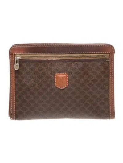 Pre-owned Celine Leather Clutch In Brown