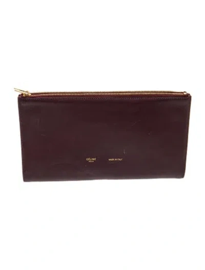 Pre-owned Celine Leather Clutch In Burgundy