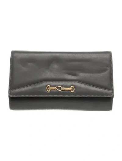 Pre-owned Celine Leather Clutch In Grey