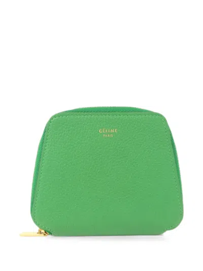 Pre-owned Celine Leather Coin Case In Green