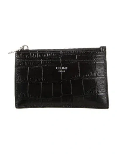 Pre-owned Celine Leather Coin Pouch In Black
