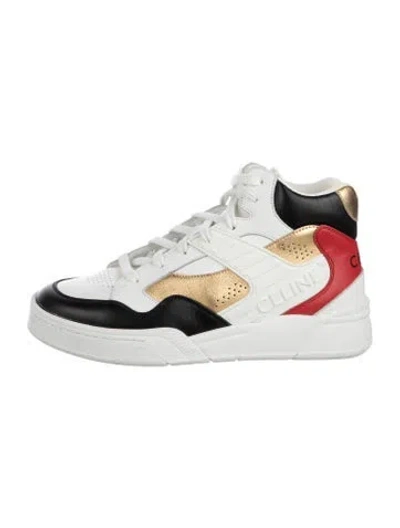 Pre-owned Celine Leather Colorblock Pattern Athletic Sneakers In White