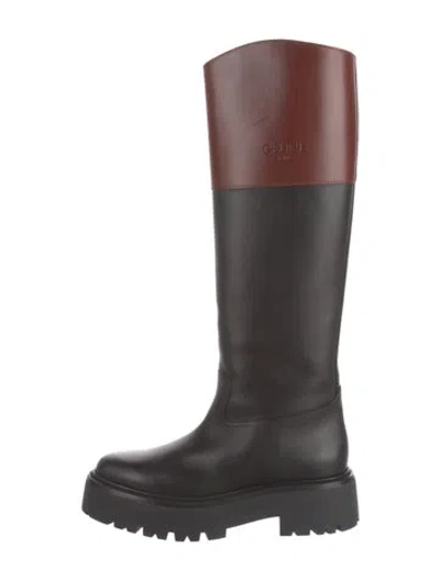 Pre-owned Celine Leather Colorblock Pattern Boots In Black
