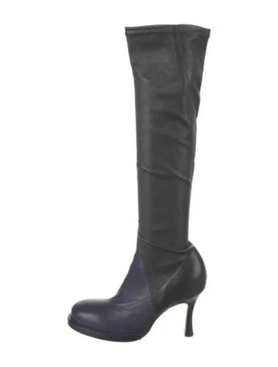 Pre-owned Celine Leather Colorblock Pattern Boots In Black