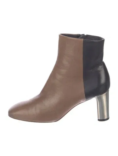 Pre-owned Celine Leather Colorblock Pattern Boots In Brown