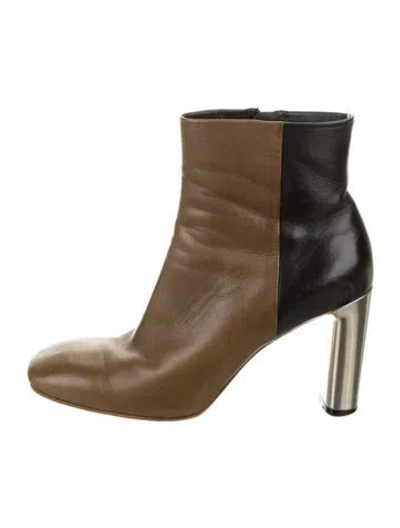 Pre-owned Celine Leather Colorblock Pattern Boots In Brown