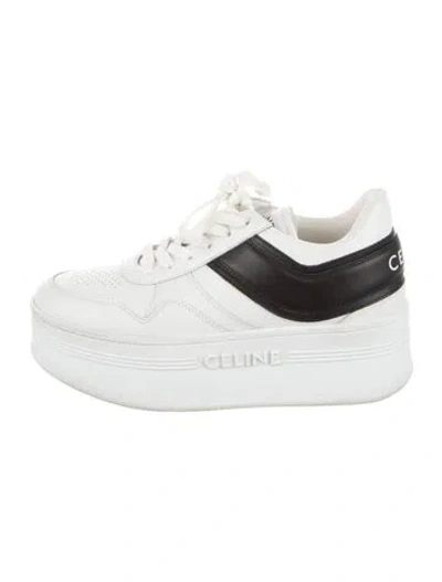 Pre-owned Celine Leather Colorblock Pattern Chunky Sneakers In White