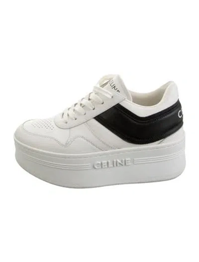 Pre-owned Celine Leather Colorblock Pattern Chunky Sneakers In White