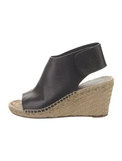 Pre-owned Celine Leather Colorblock Pattern Espadrilles In Black