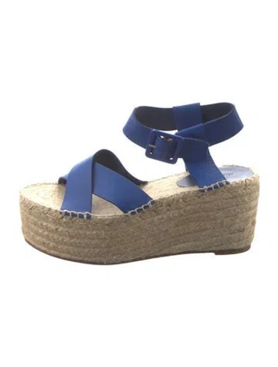 Pre-owned Celine Leather Colorblock Pattern Espadrilles In Blue