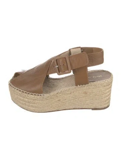 Pre-owned Celine Leather Colorblock Pattern Espadrilles In Brown