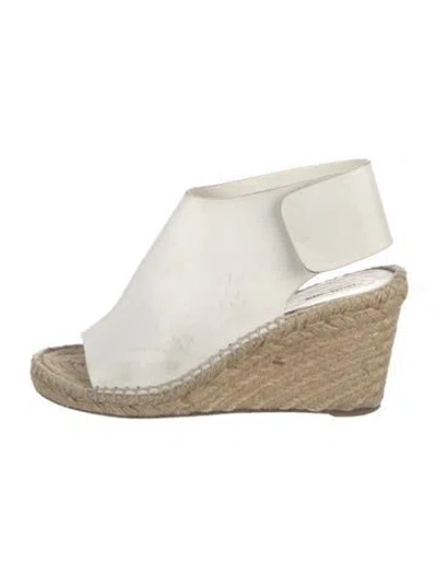 Pre-owned Celine Leather Colorblock Pattern Espadrilles In White
