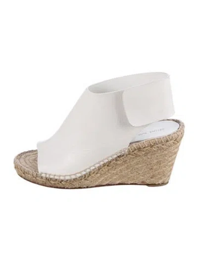 Pre-owned Celine Leather Colorblock Pattern Espadrilles In White