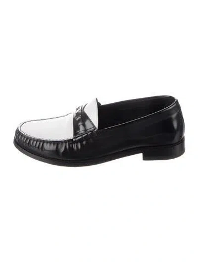 Pre-owned Celine Leather Colorblock Pattern Loafers In Black