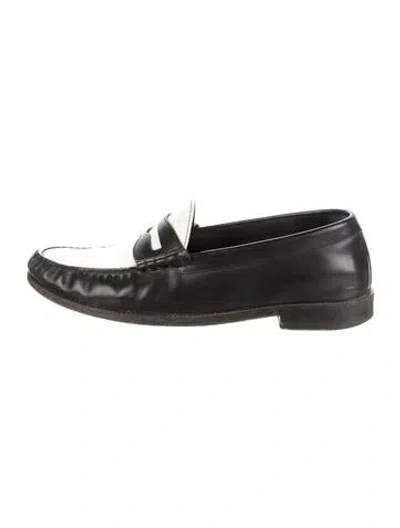Pre-owned Celine Leather Colorblock Pattern Loafers In Black