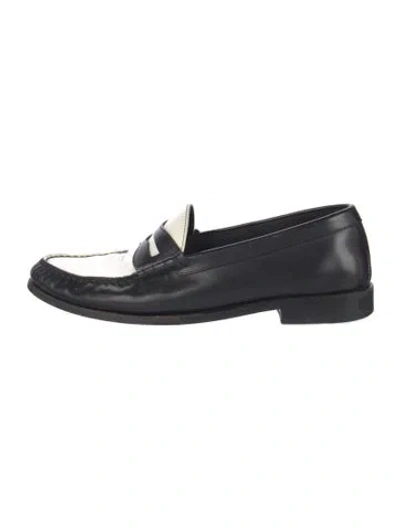 Pre-owned Celine Leather Colorblock Pattern Loafers In Black/blue