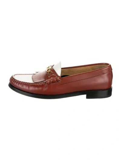 Pre-owned Celine Leather Colorblock Pattern Loafers In Brown/neutrals