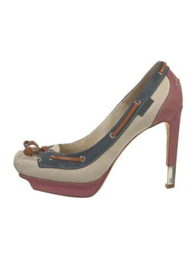Pre-owned Celine Leather Colorblock Pattern Pumps In Neutral