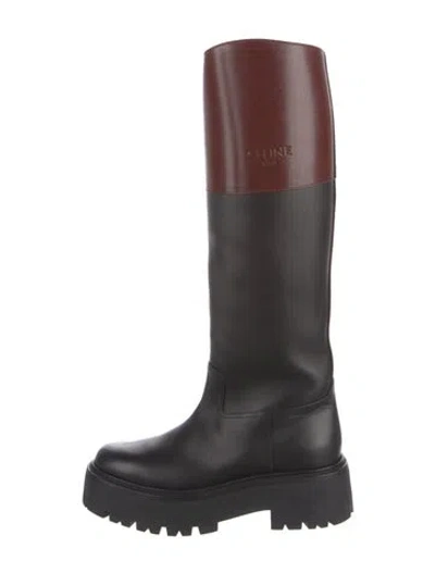 Pre-owned Celine Leather Colorblock Pattern Riding Boots In Multi