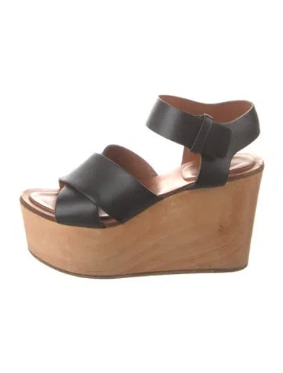 Pre-owned Celine Leather Colorblock Pattern Sandals In Black