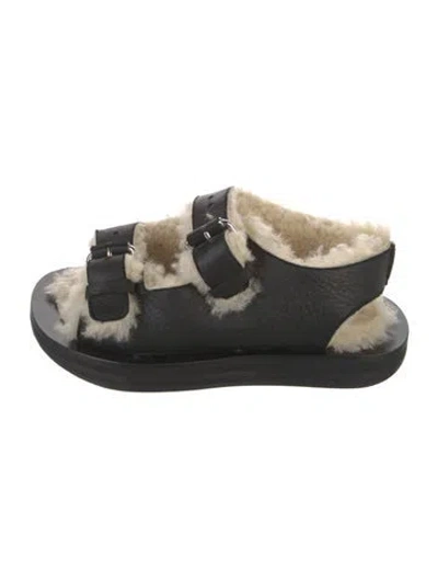Pre-owned Celine Leather Colorblock Pattern Sandals In Black