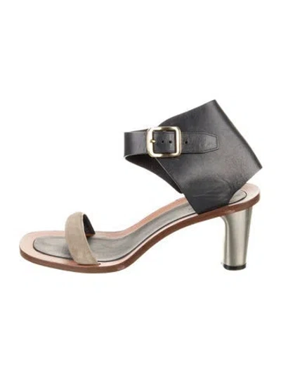 Pre-owned Celine Leather Colorblock Pattern Sandals In Blue