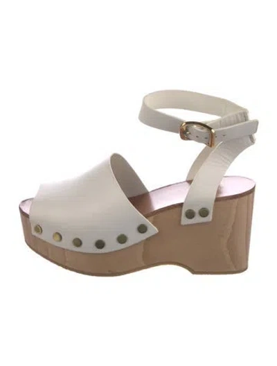 Pre-owned Celine Leather Colorblock Pattern Sandals In White