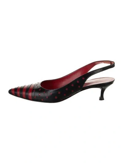 Pre-owned Celine Leather Colorblock Pattern Slingback Pumps In Multi