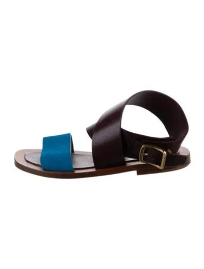 Pre-owned Celine Leather Colorblock Pattern Slingback Sandals