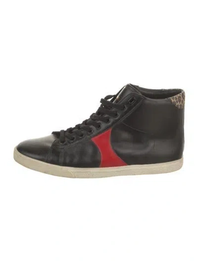 Pre-owned Celine Leather Colorblock Pattern Sneakers In Black