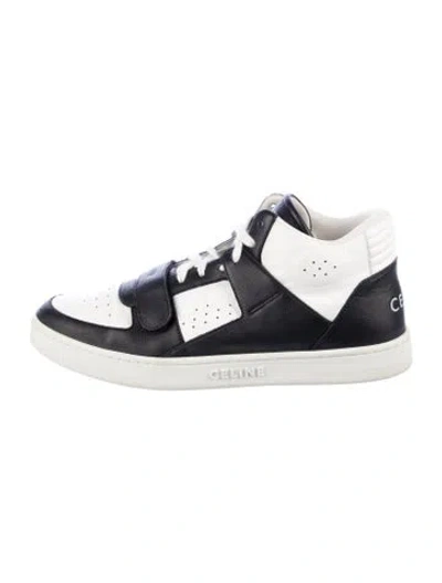 Pre-owned Celine Leather Colorblock Pattern Sneakers In Black/white