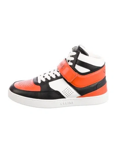 Pre-owned Celine Leather Colorblock Pattern Sneakers In Orange