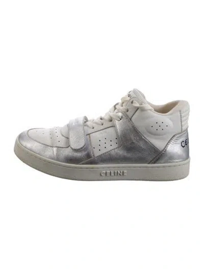Pre-owned Celine Leather Colorblock Pattern Sneakers In Silver